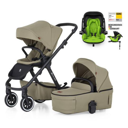 PETITE&MARS Kočárek kombinovaný ICON 2v1 Mossy Green LITE AIR + KIDDY Evoluna i-size 2 + základna