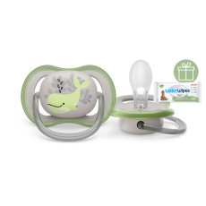 Philips AVENT Šidítko Ultra air Obrázek 6-18m velryba, 1ks+WW Soapberry 60ks