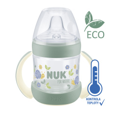 NUK Láhev kojenecká For Nature na učení s kontrolou teploty, zelená 150 ml