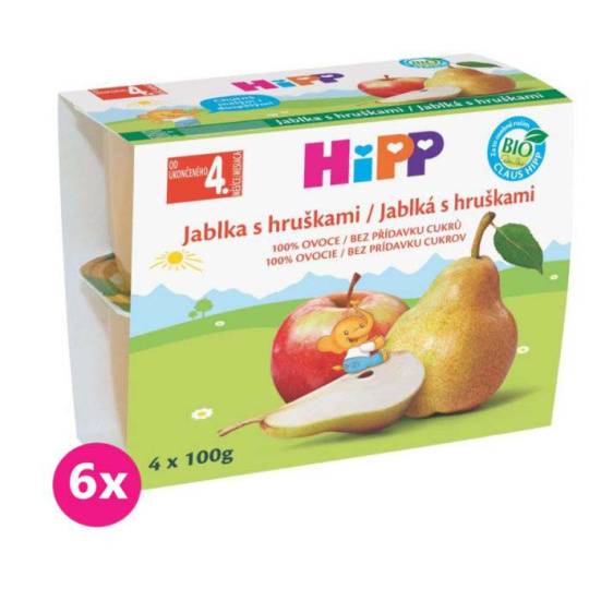 6x HiPP BIO jablkový s hruškami 4x 100 g