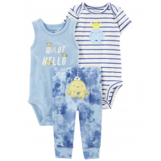 CARTER'S Set 3dílný tepláky, body kr. rukáv, body bez rukávů Blue Wave chlapec LBB 24m