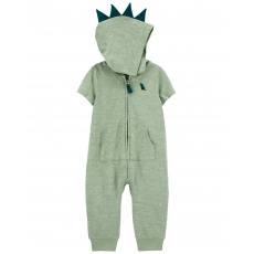 CARTER'S Overal na zip bez nožiček kr. rukáv Green Dino kluk 3m