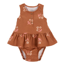 CARTER'S Body bez rukávů s volánem Brown Flowers holka NB