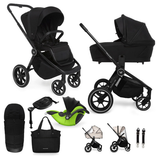 MUUVO Kočárek kombinovaný Quick 4.0 Classic black set 2v1 + KIDDY Evoluna i-size 2 + základna