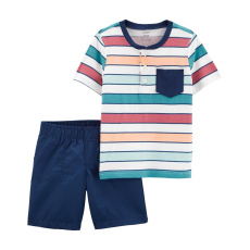 CARTER'S Set 2dílný triko kr. rukáv, kraťasy Color Stripes kluk 12m