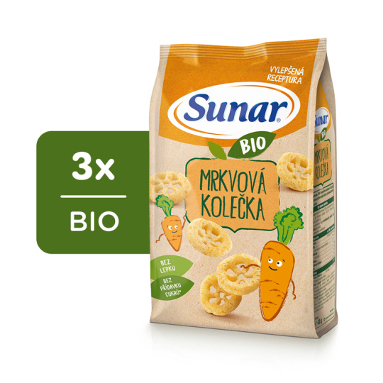 3x SUNAR BIO Křupky Mrkvová kolečka 45 g