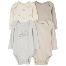 CARTER'S Body dlouhý rukáv Gray Elephant neutral 4ks 6m/vel. 68