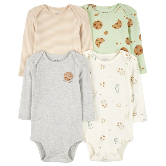 CARTER'S Body dlouhý rukáv Milk&Cookies neutral 4ks 24m/vel. 92