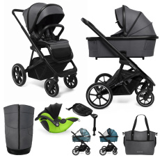 MUUVO Kočárek kombinovaný Slick 2.0 set 2v1 Iron graphite + KIDDY Evoluna i-size 2 + základna