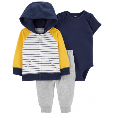 CARTER'S Set 3dílný mikina, tepláky, body kr. rukáv YellowNavy chlapec 3m