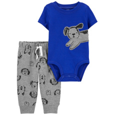 CARTER'S Set 2dílný body kr. rukáv, tepláky Blue Dog kluk 12m