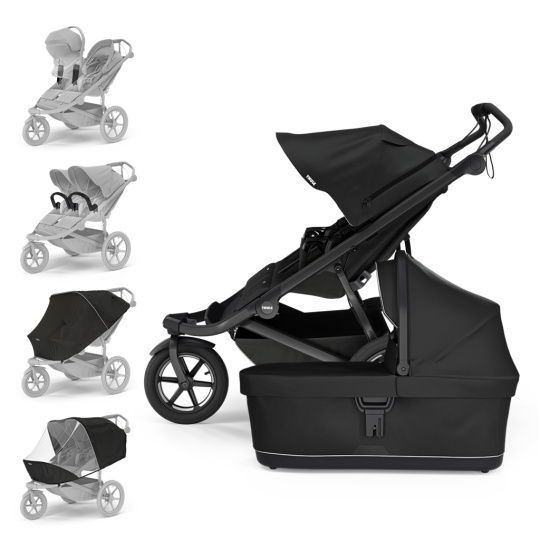 THULE Kočárek sourozenecký Urban Glide Double Black/Black set XL