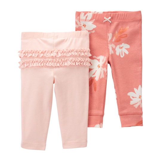 CARTER'S Tepláky/legíny Pink Floral holka 2ks 3m/vel. 62