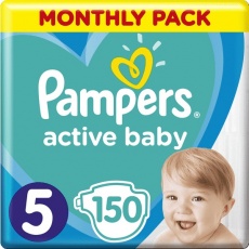 PAMPERS Active Baby Pleny jednorázové 5 (11-16 kg) 150 ks - MĚSÍČNÍ ZÁSOBA