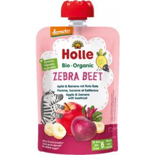 HOLLE Zebra Beet Bio ovocné pyré jablko, banán a červená řepa, 100 g (6 m+)