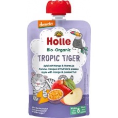 HOLLE Tropic Tiger Bio ovocné pyré jablko, mango a maracuja, 100 g (8 m+)