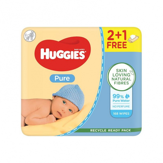 HUGGIES® Pure Triplo Ubrousky vlhčené 56x3 ks