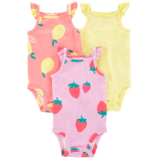 CARTER'S Body na ramínka Dots Fruit holka 3ks NB/vel. 56