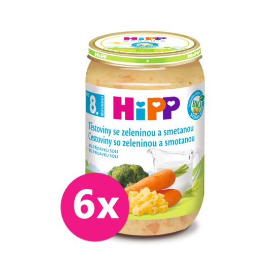 6x HiPP BIO Těstoviny se zeleninou a smetanou od 8. měsíce, 220 g