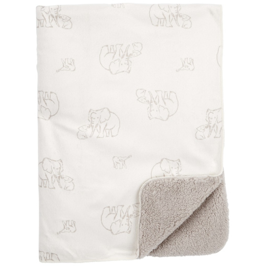 CARTER'S Deka sherpa beránek White-Grey Elephant neutral 80x110 cm